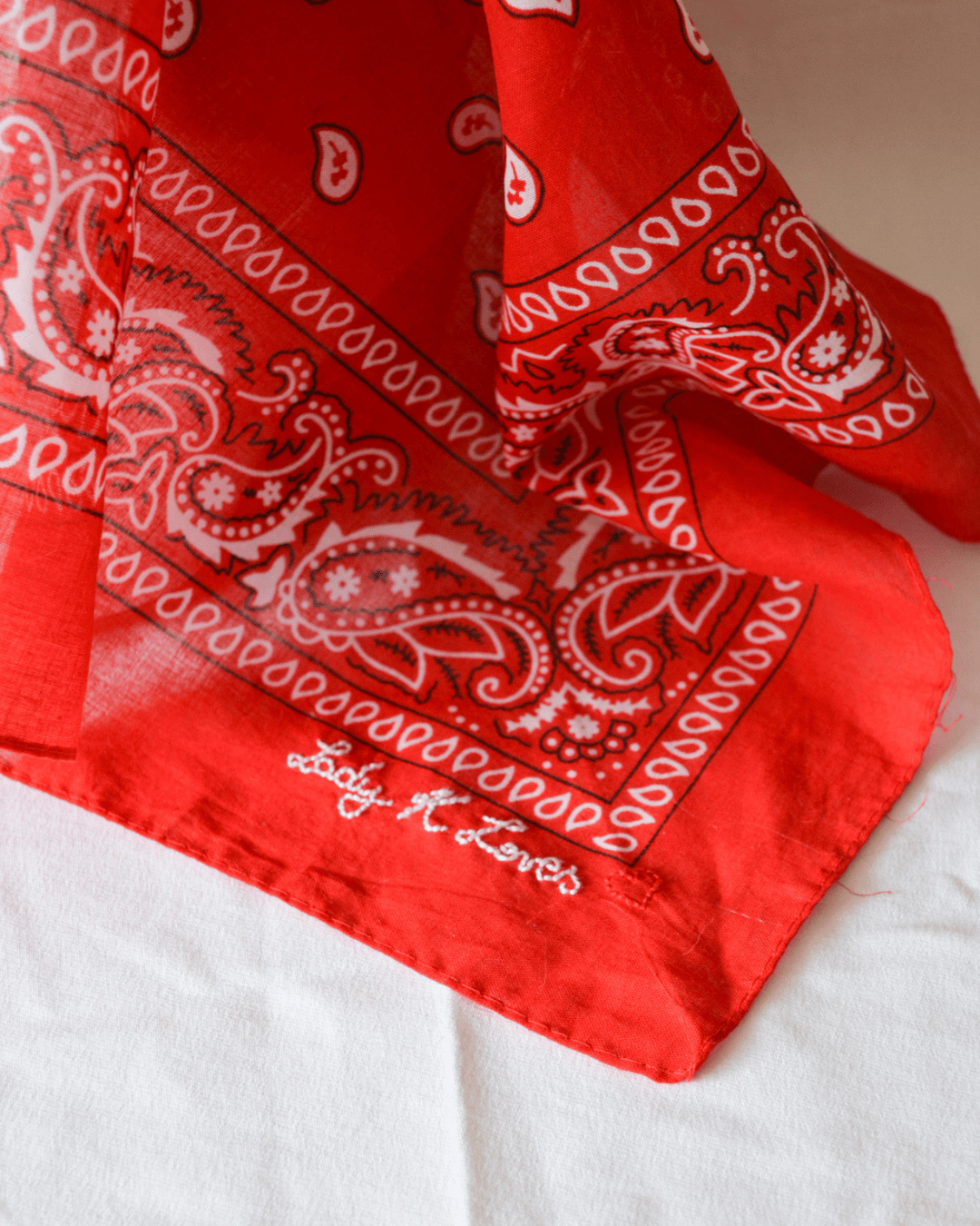 LKL Embroidered Bandana Red