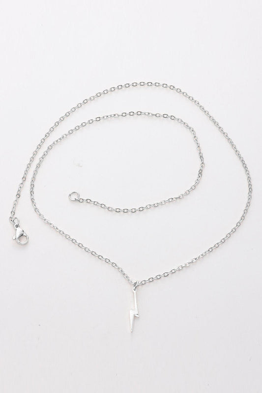 Delicate Chain Lightning Bolt Necklace Silver