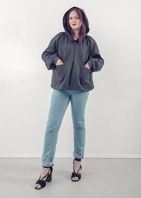 Grey Holly Hoodie Front Web