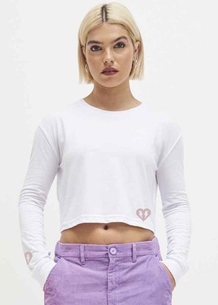 White longsleeve T with Heart Print